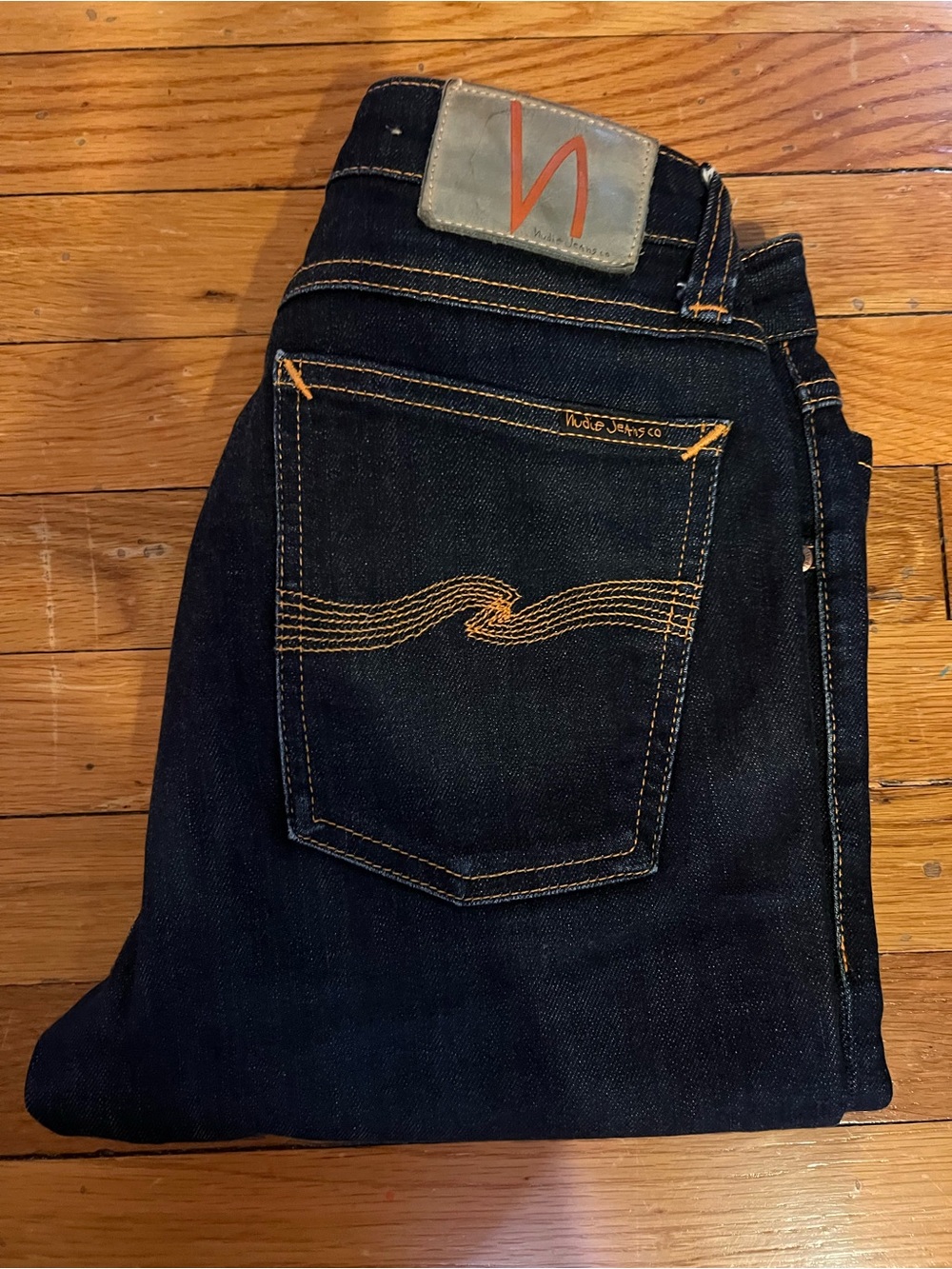 Nudie Jeans Skinny Dark Indigo with Orange Stitching
